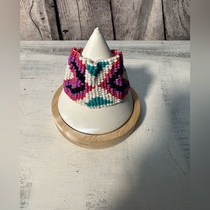 Pink, purple, blue and white tribal boho seed bead bracelet new